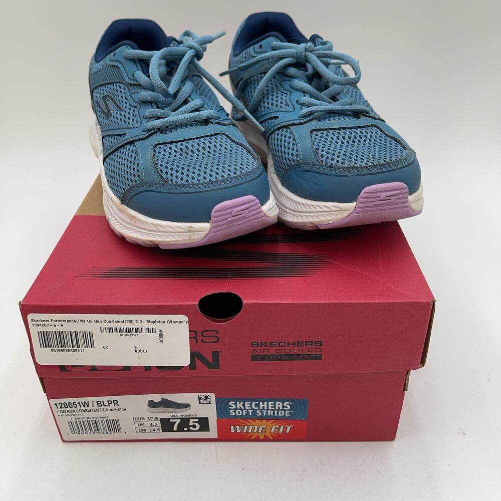 Skechers GO RUN Consistent 2.0 Shoes Womens Size 7.5 Wide Blue Purple Sneakers